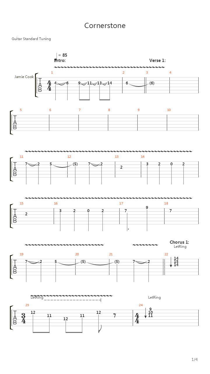 Cornerstone吉他谱