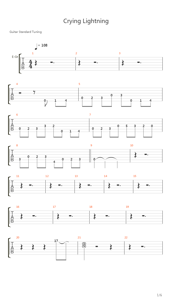 Crying Lightning吉他谱