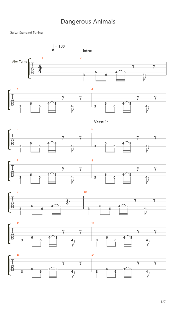 Dangerous Animals吉他谱