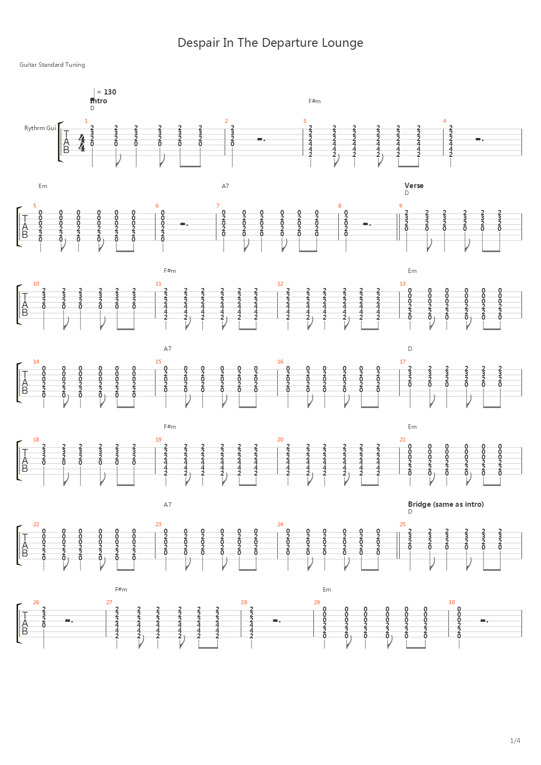 Despair In The Departure Lounge吉他谱