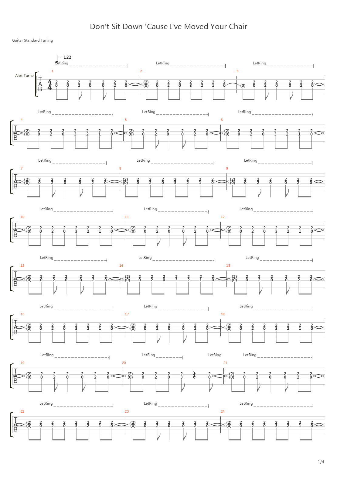 Dont Sit Down Cause Ive Moved Your Chair吉他谱