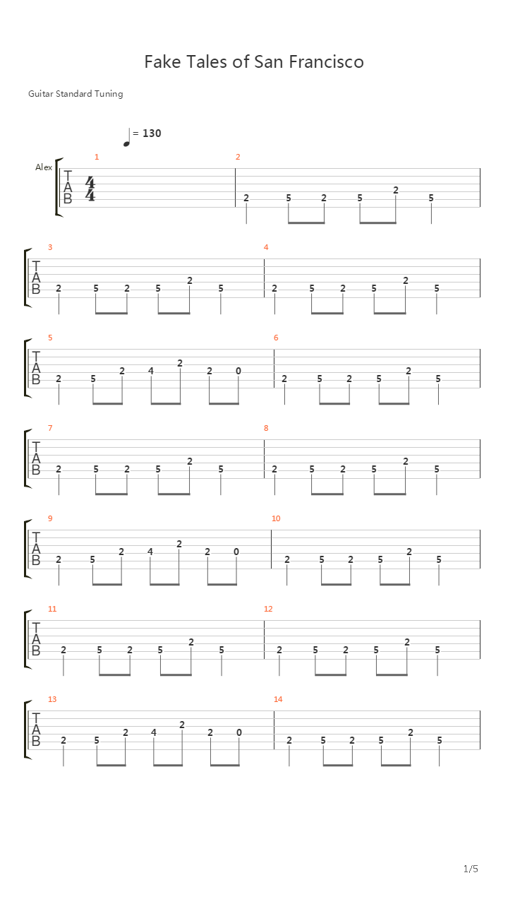 Fake Tales Of San Francisco吉他谱