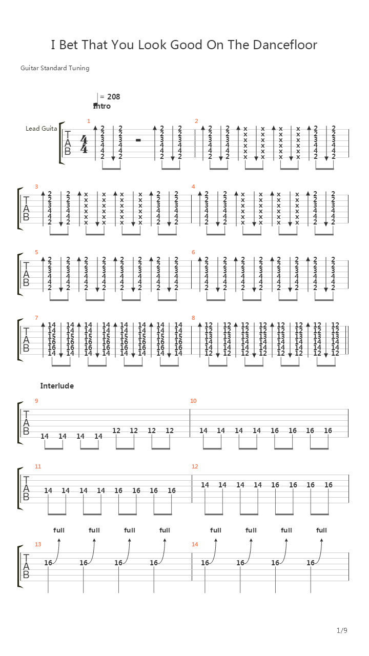 I Bet You Look Good On The Dancefloor吉他谱