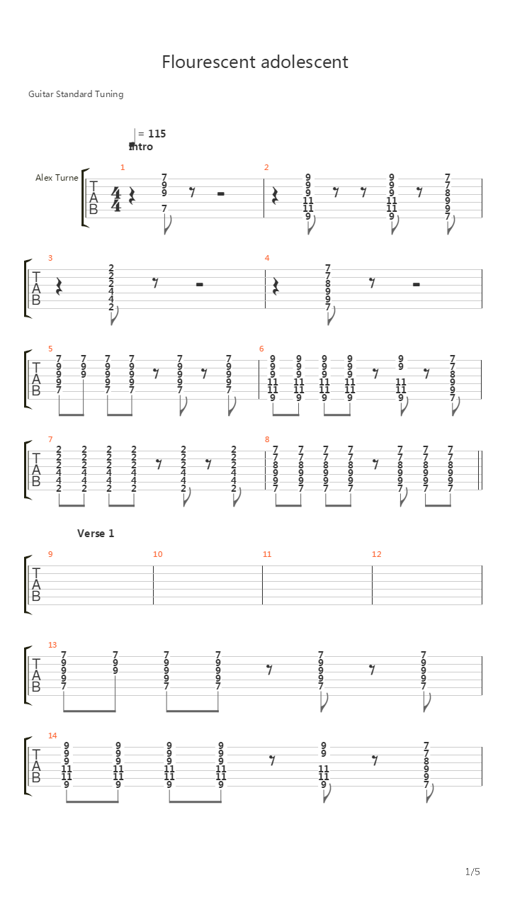 Fluorescent Adolescent吉他谱
