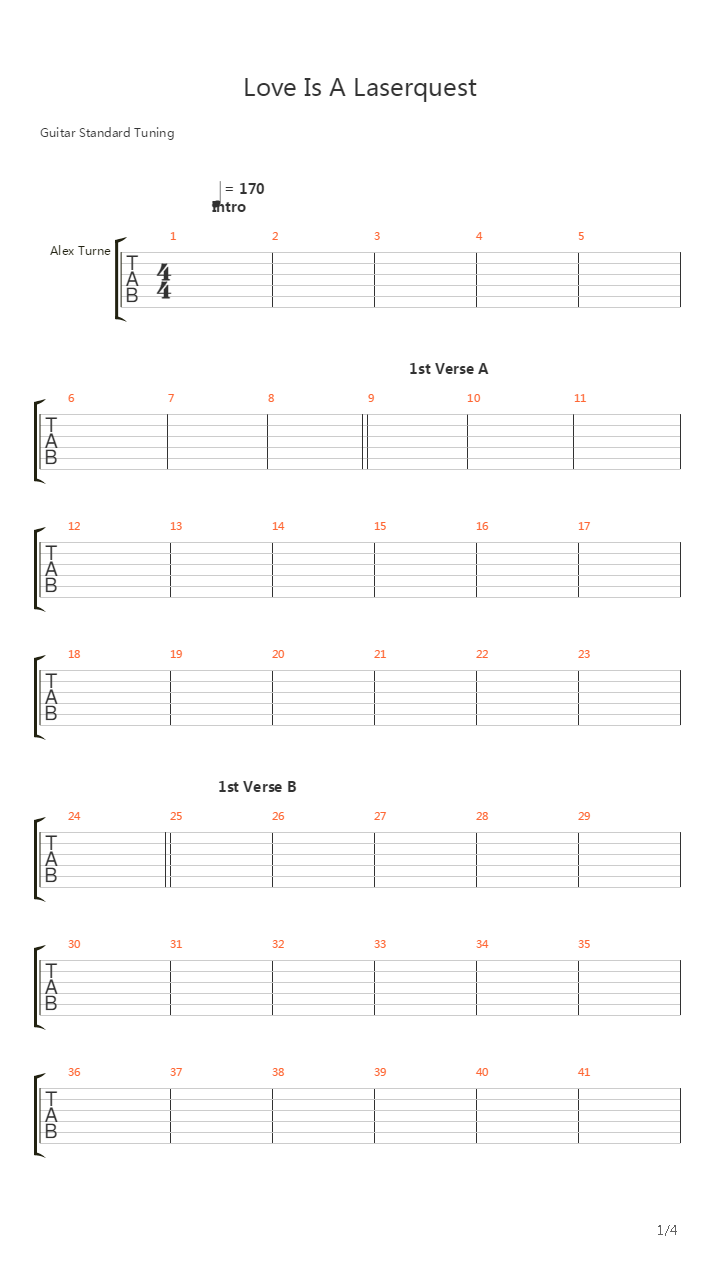 Love Is A Laserquest吉他谱