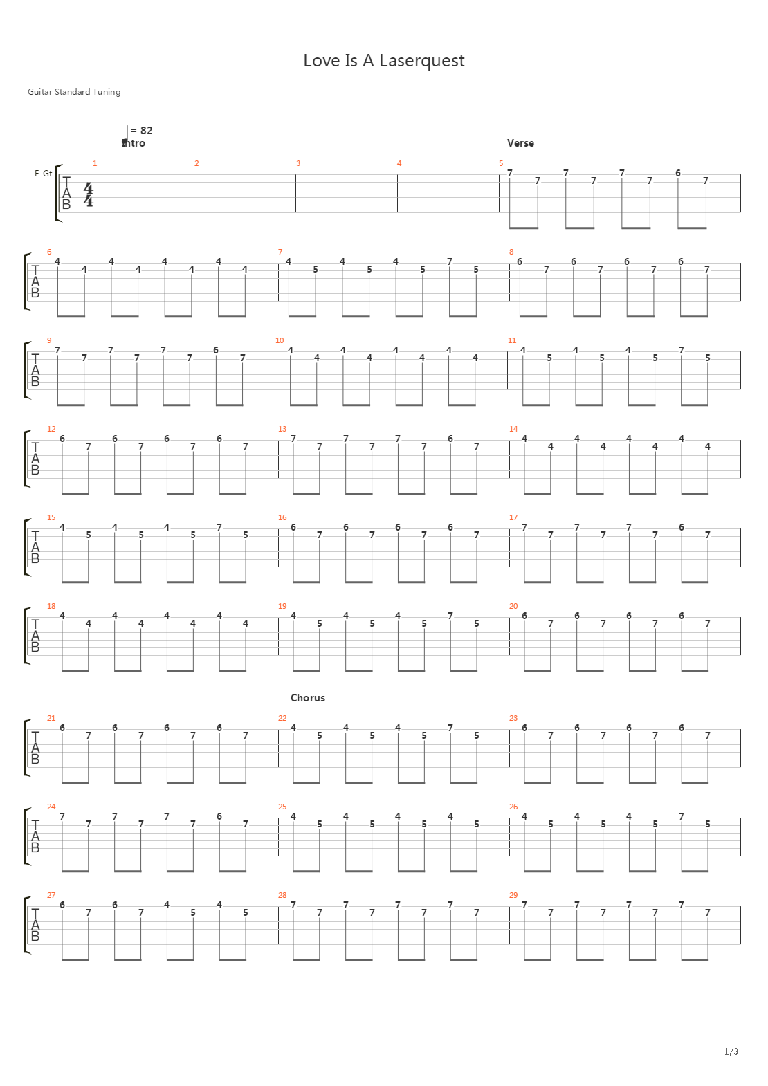Love Is A Laserquest吉他谱