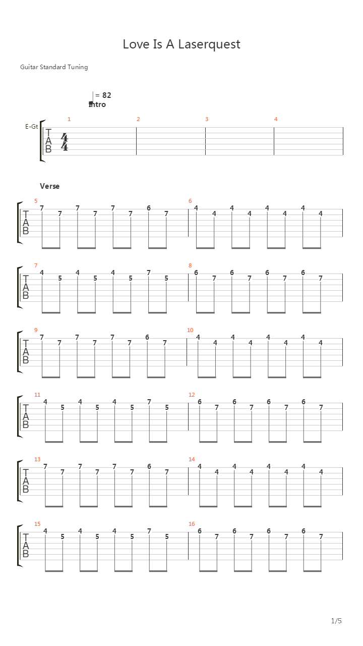 Love Is A Laserquest吉他谱