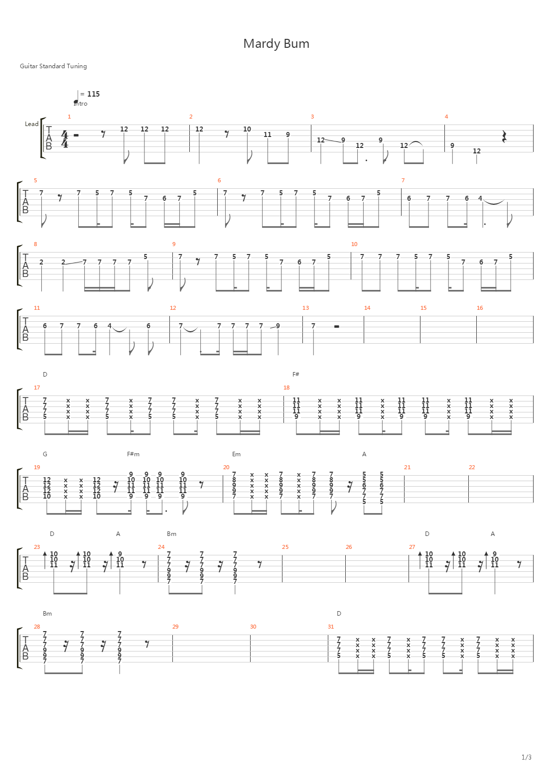 Mardy Bum吉他谱