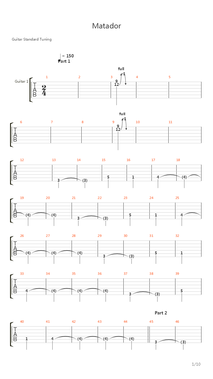 Matador吉他谱