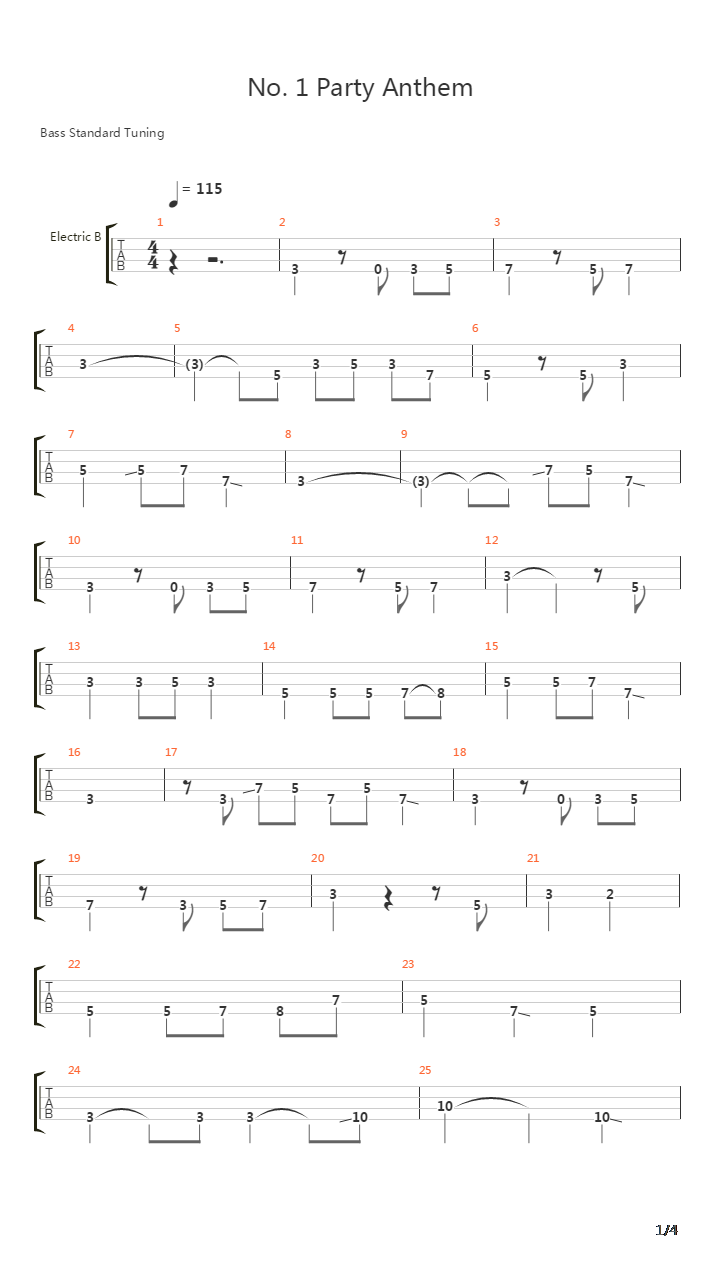 No 1 Party Anthem吉他谱