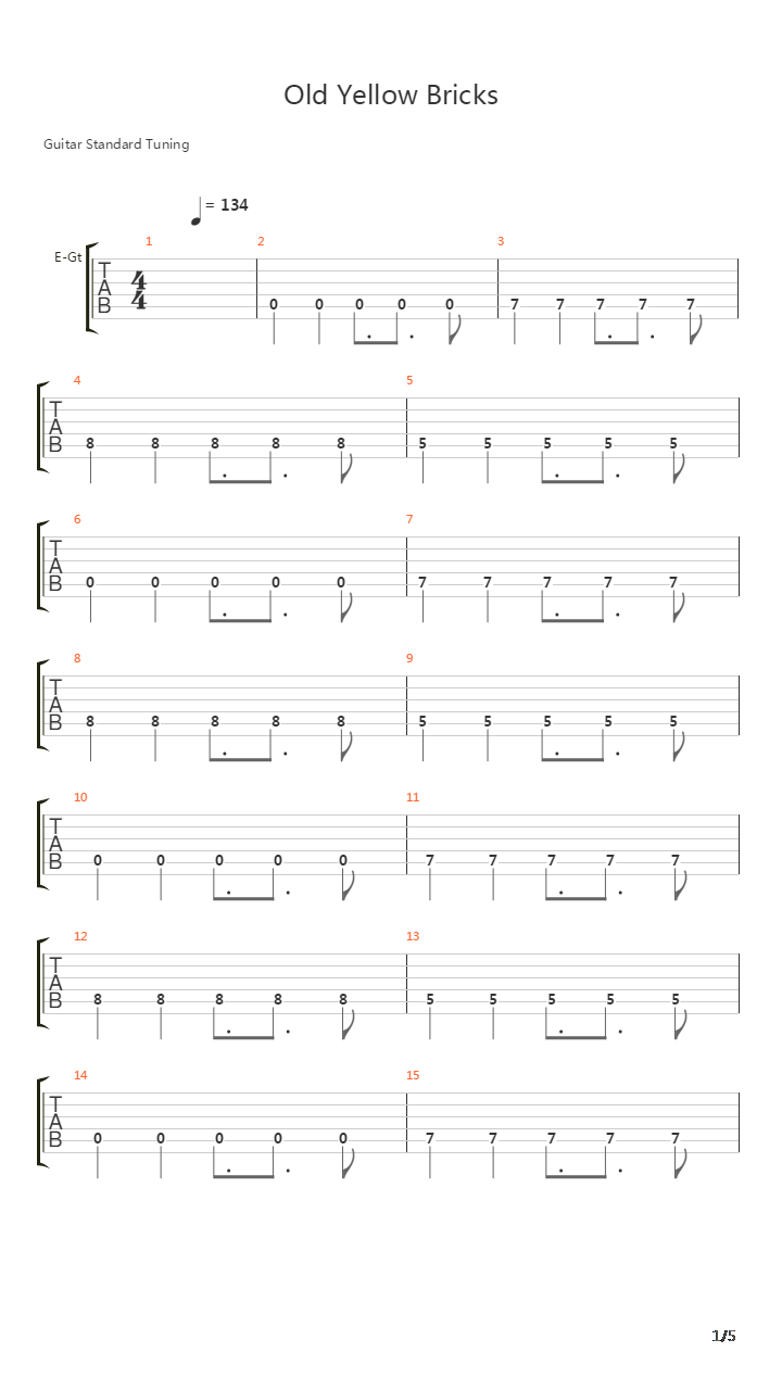Old Yellow Bricks吉他谱