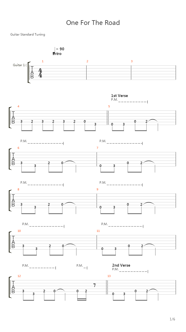 One For The Road吉他谱