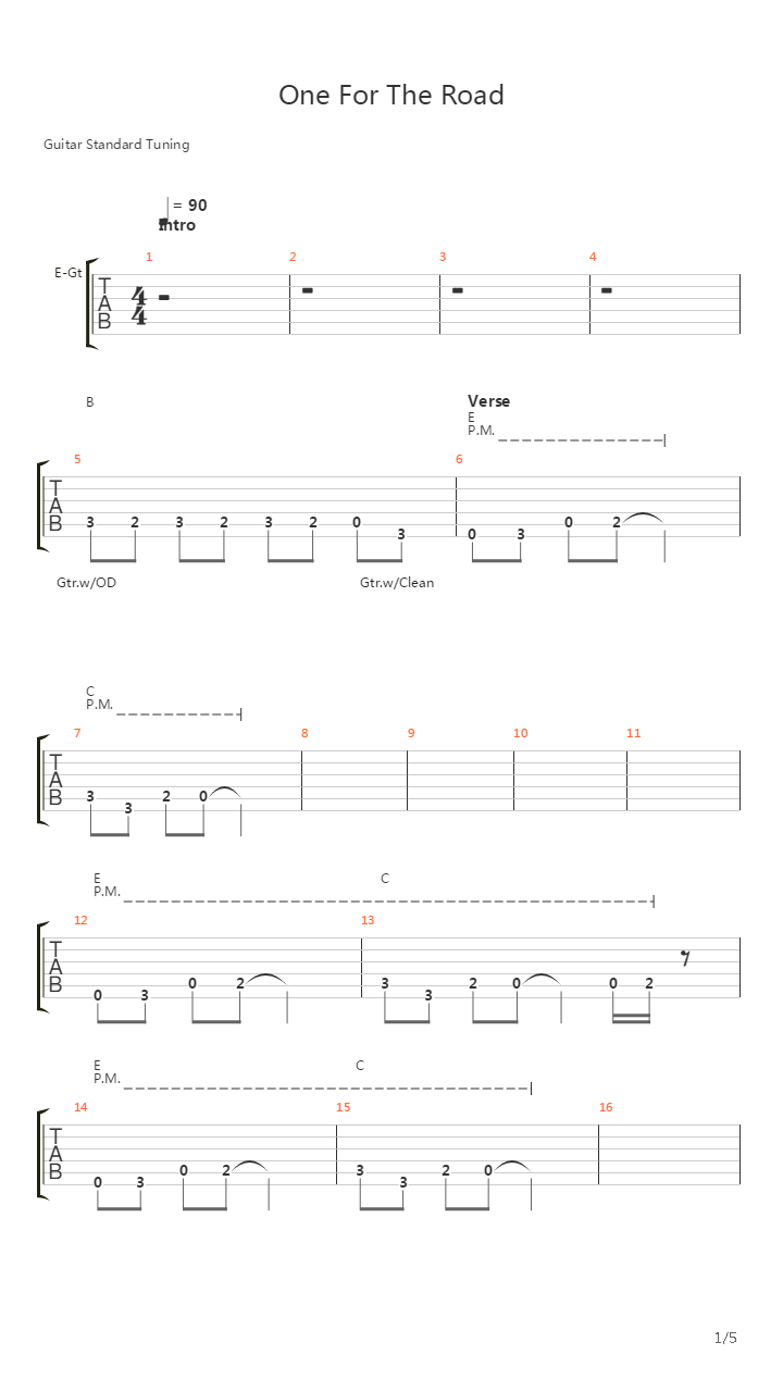 One For The Road吉他谱