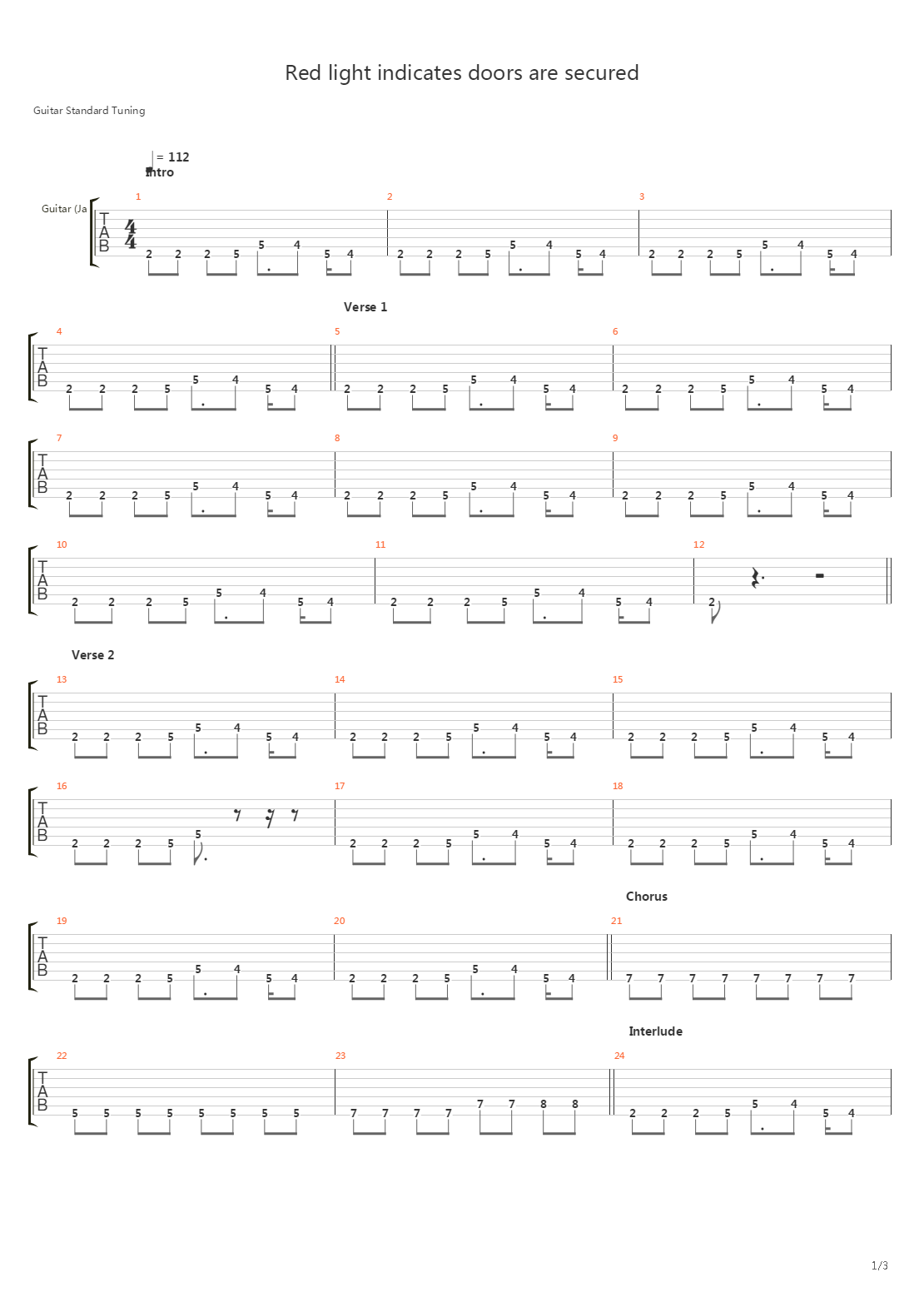 Red Light Indicates Doors Are Secured吉他谱