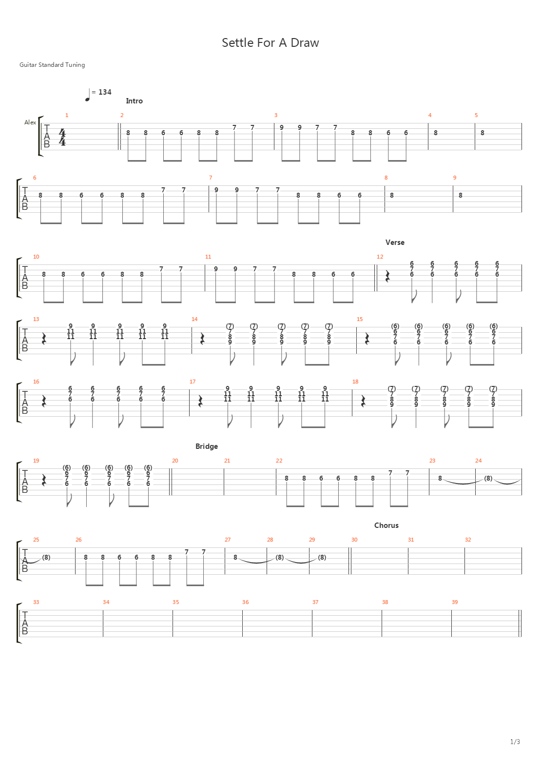 Settle For A Draw吉他谱