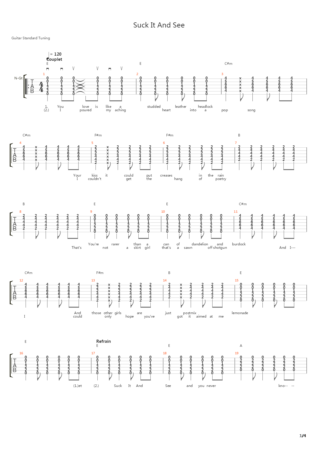 Suck It And See吉他谱