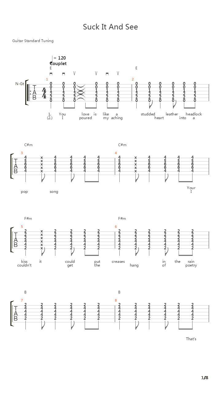 Suck It And See吉他谱