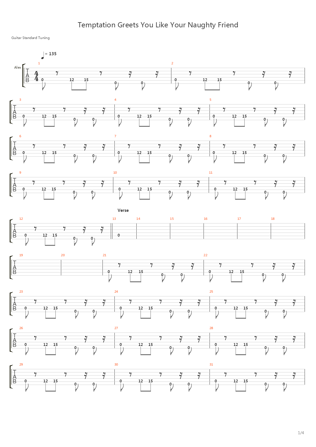 Temptation Greets You Like Your Naughty Friend吉他谱