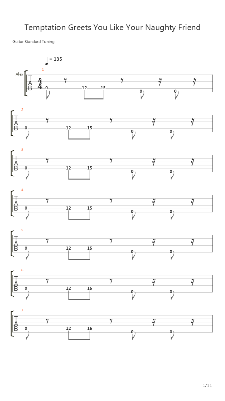 Temptation Greets You Like Your Naughty Friend吉他谱