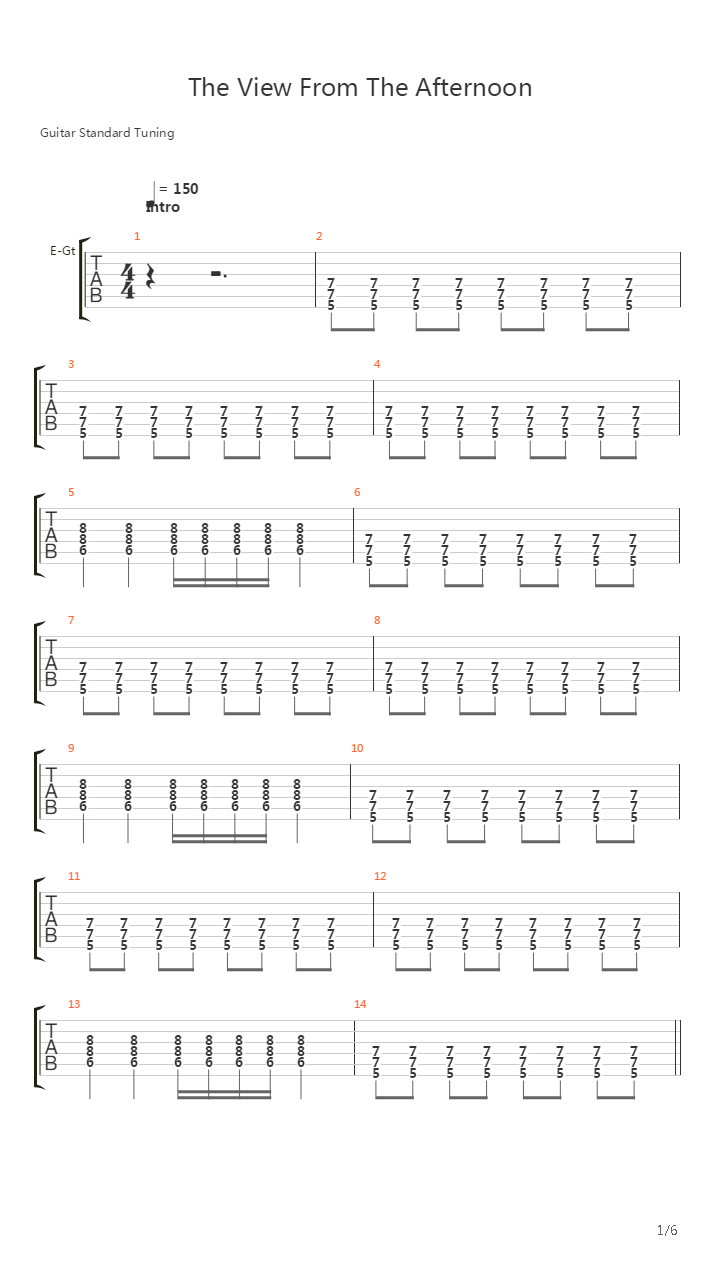 The View From The Afternoon吉他谱