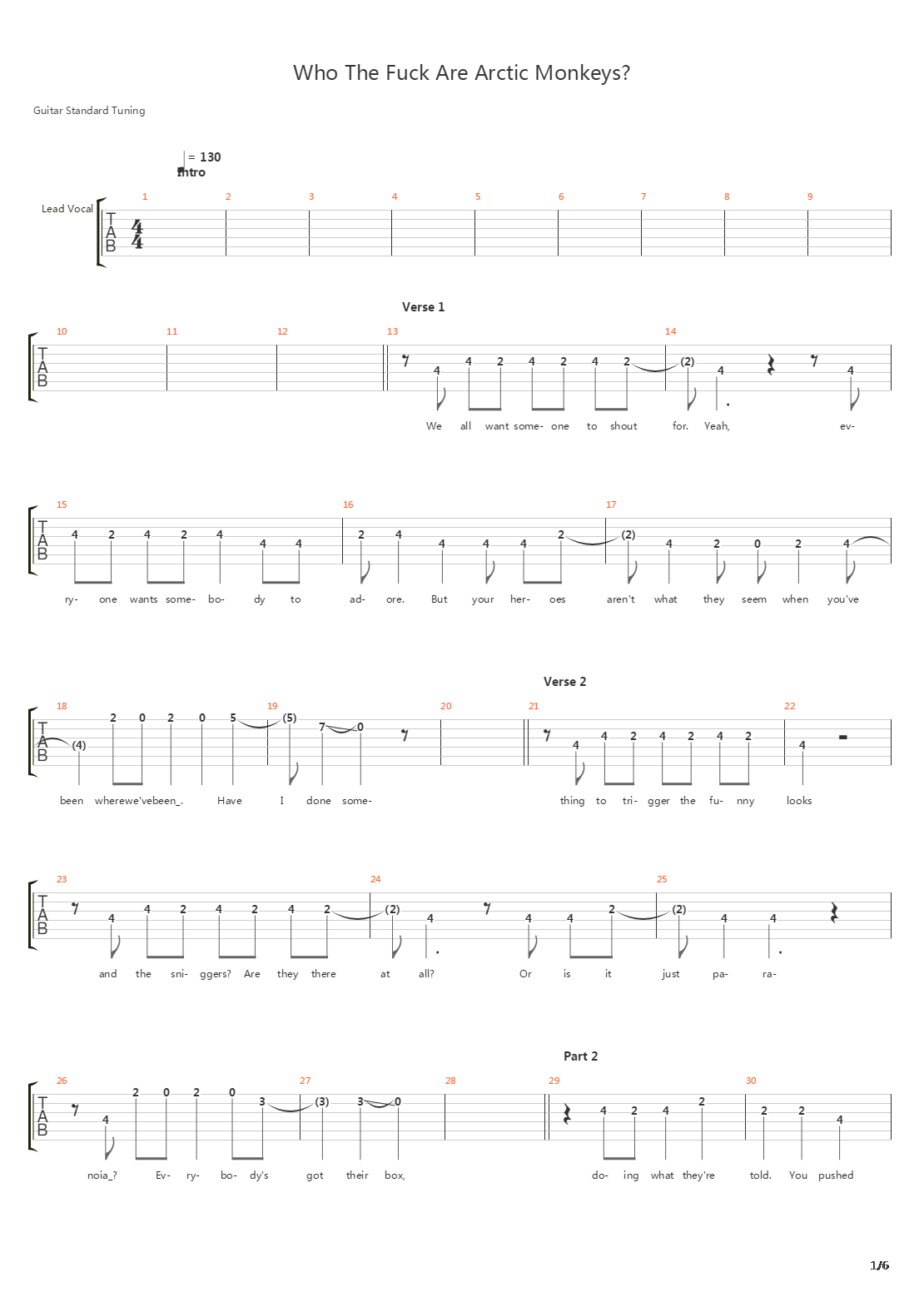Who The Fuck Are Arctic Monkeys吉他谱