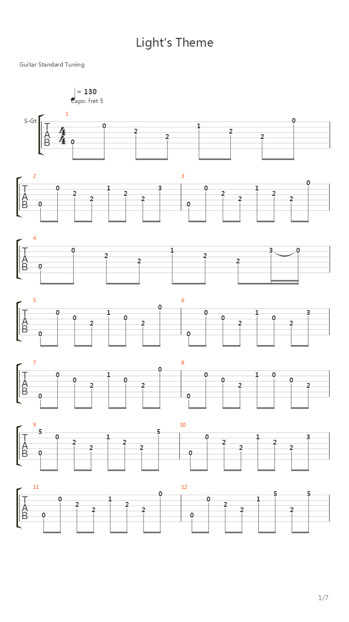 Death Note(死亡笔记) - Light's Theme吉他谱