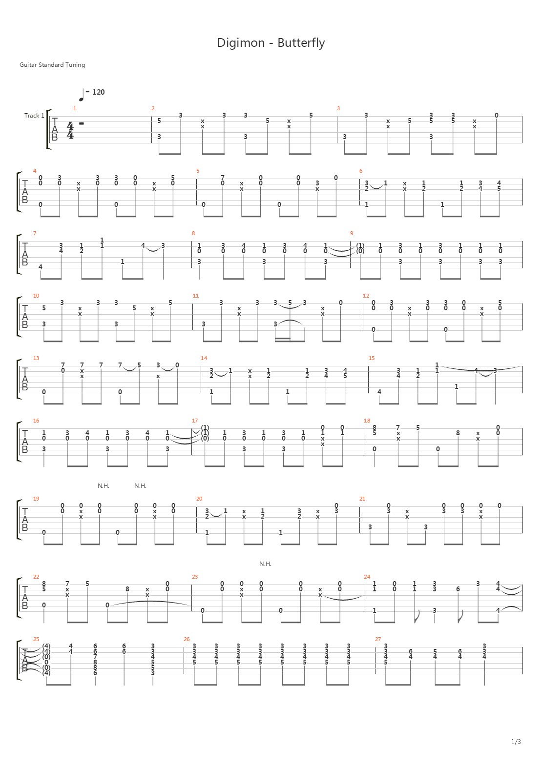 数码宝贝 - Butter Fly吉他谱