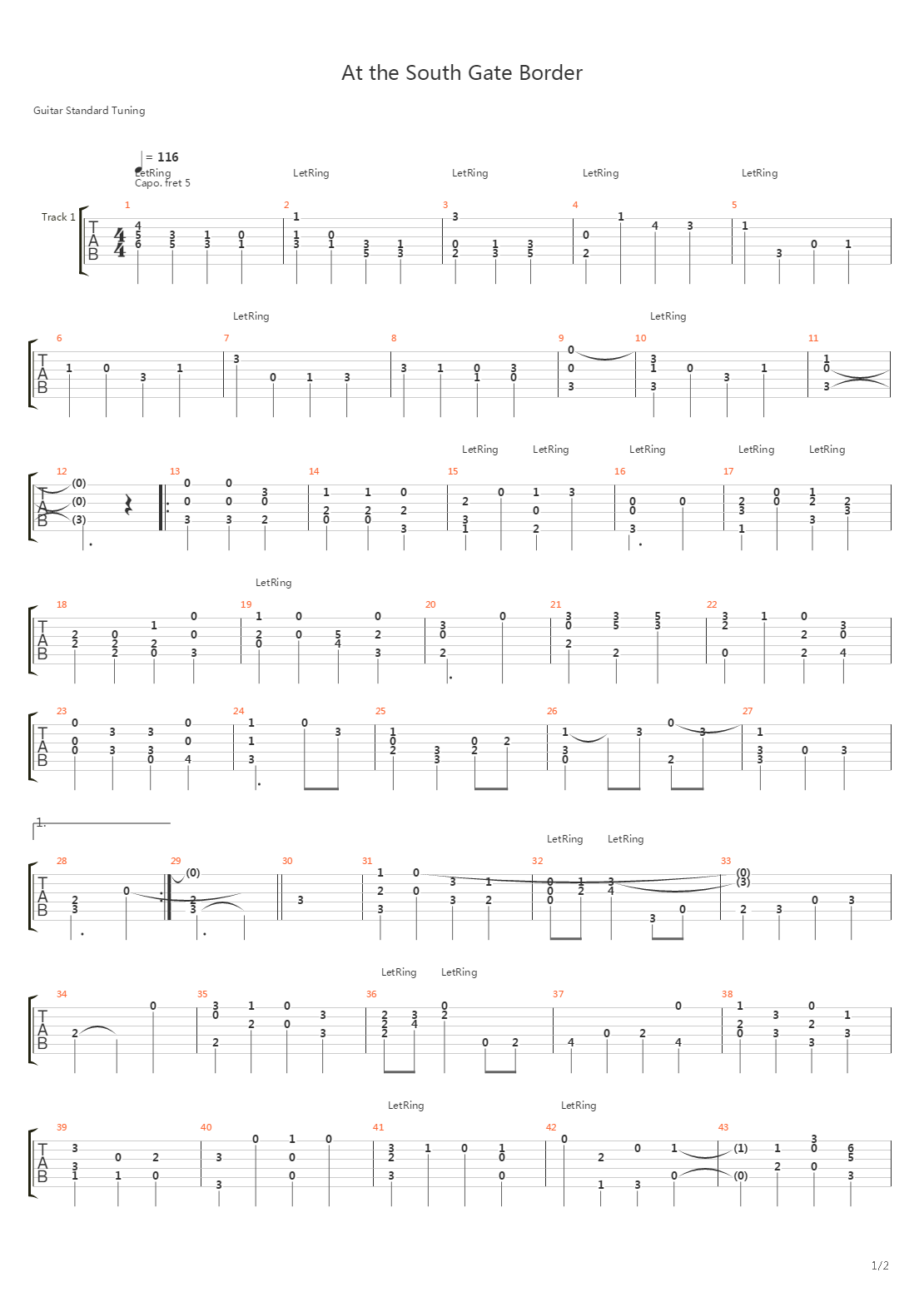 最终幻想9 - At the South Gate Border吉他谱