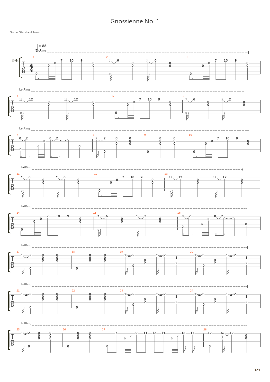 Gnossienne No.1吉他谱