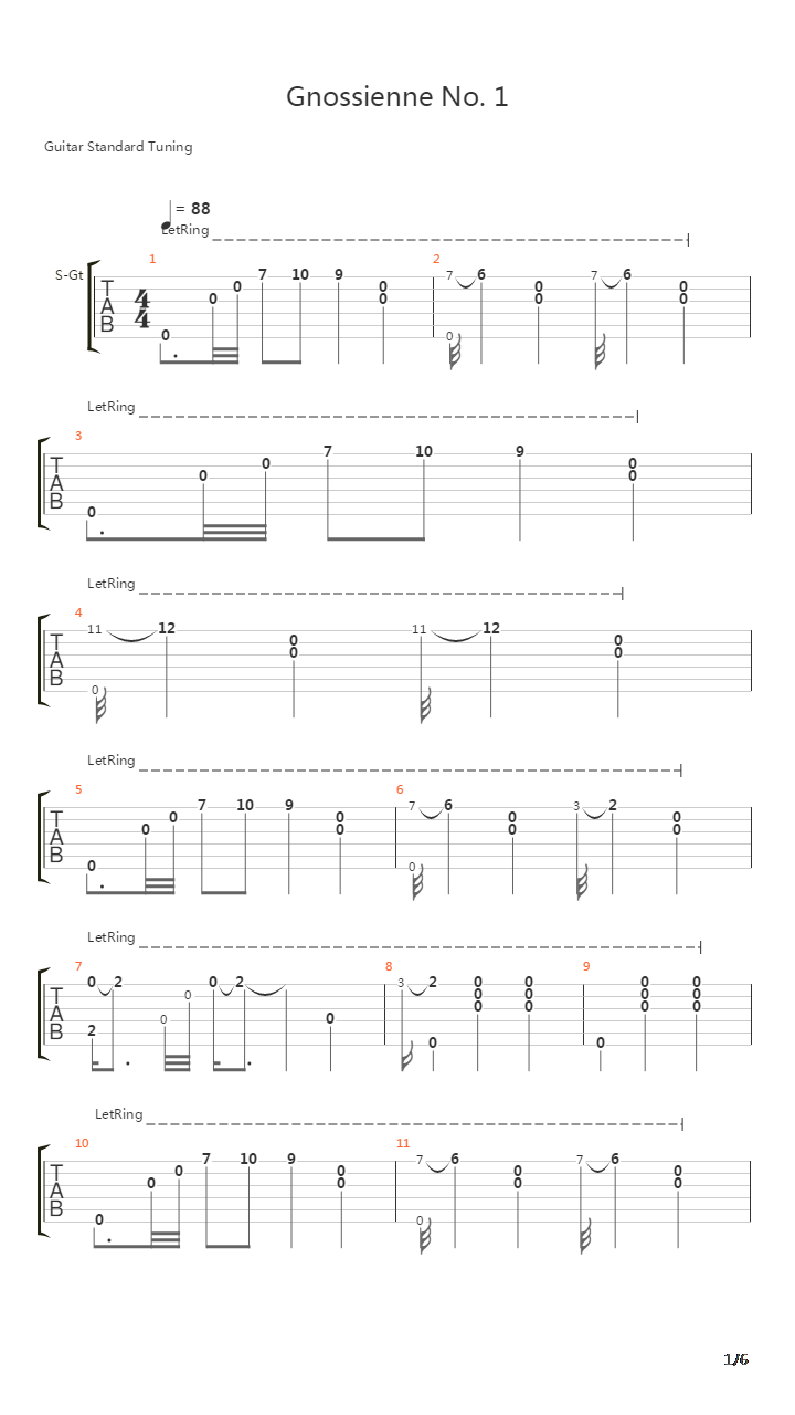 Gnossienne No.1吉他谱