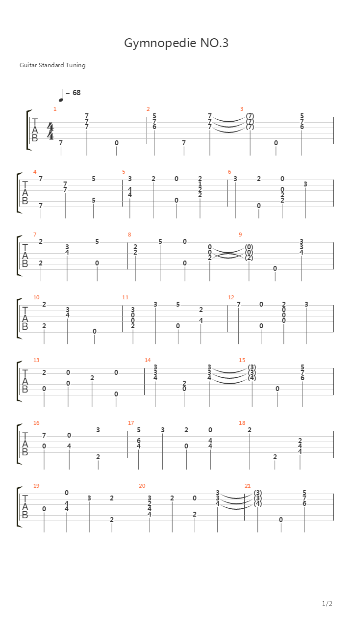 Gymnopedie No.3吉他谱