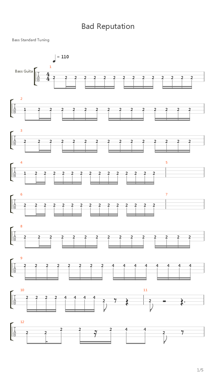 Bad Reputation吉他谱