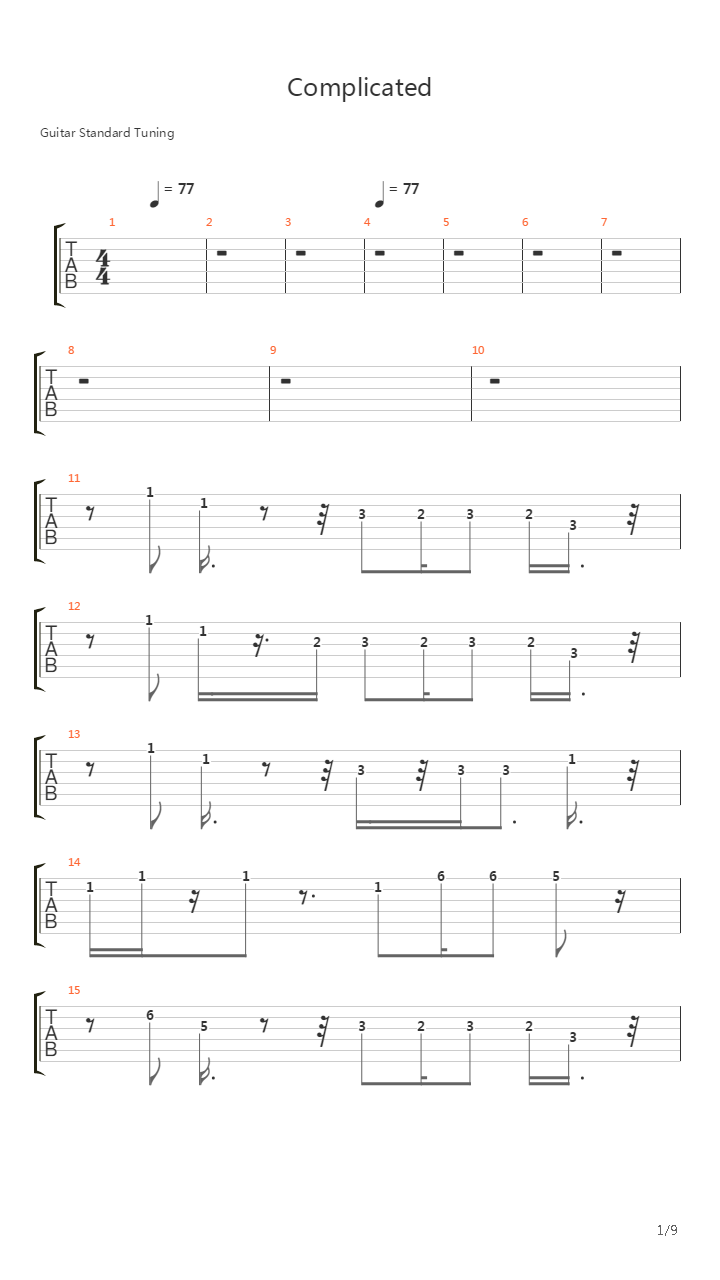 Complicated吉他谱