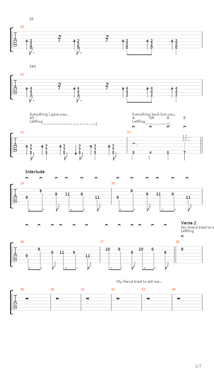 Everything Back But You吉他谱