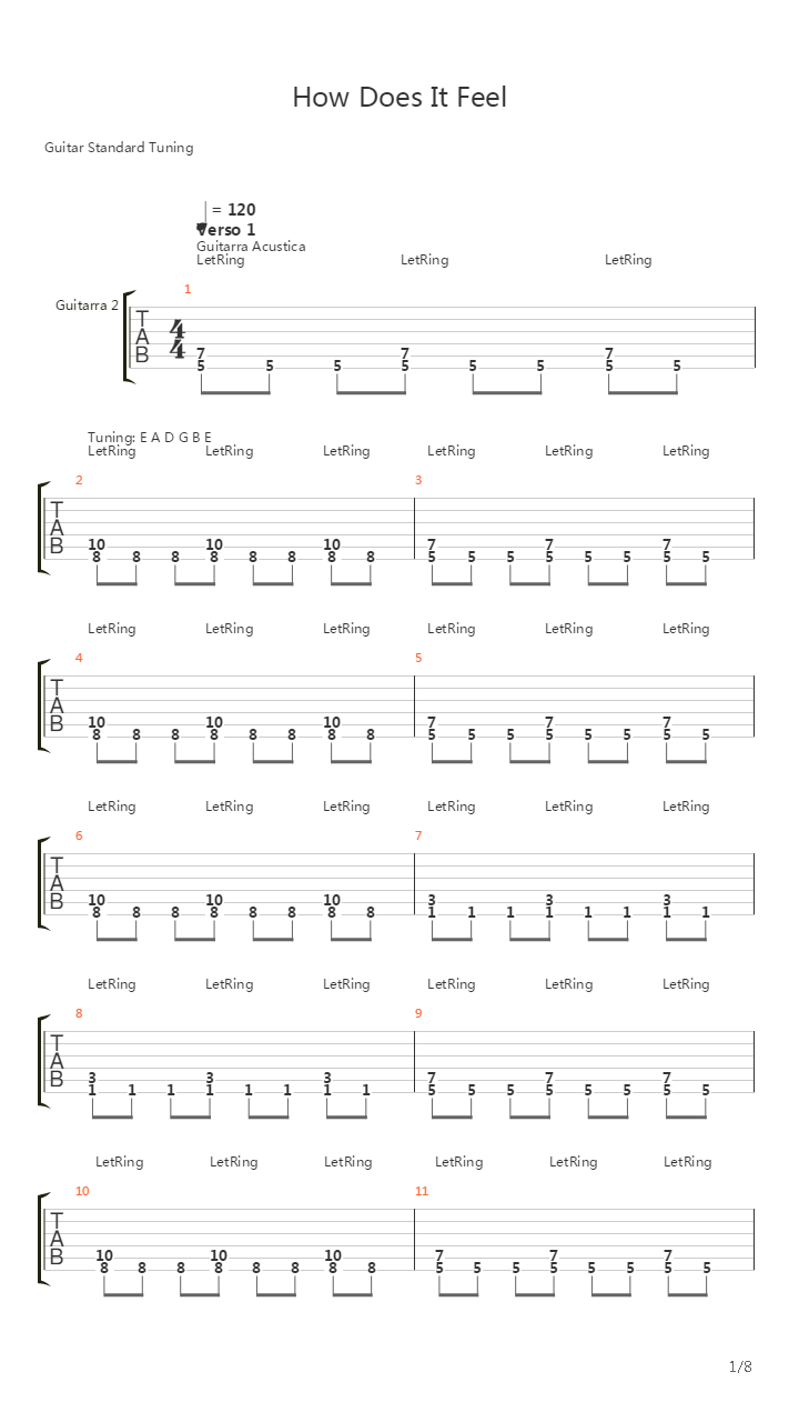 How Does It Feel吉他谱