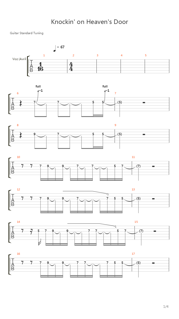 Knocking On Heaven's Door吉他谱