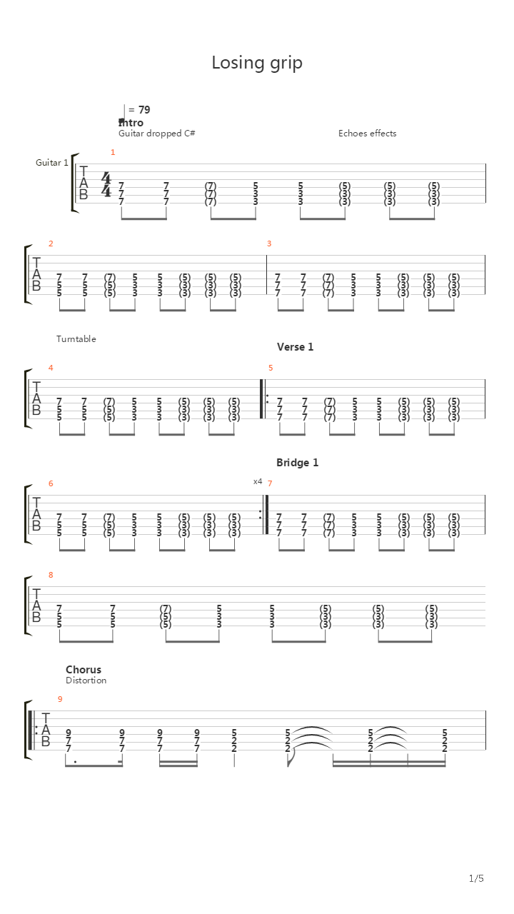 Losing Grip吉他谱
