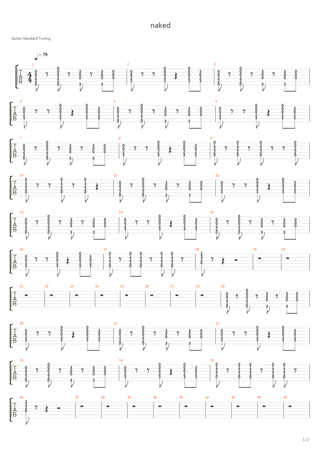 Naked吉他谱