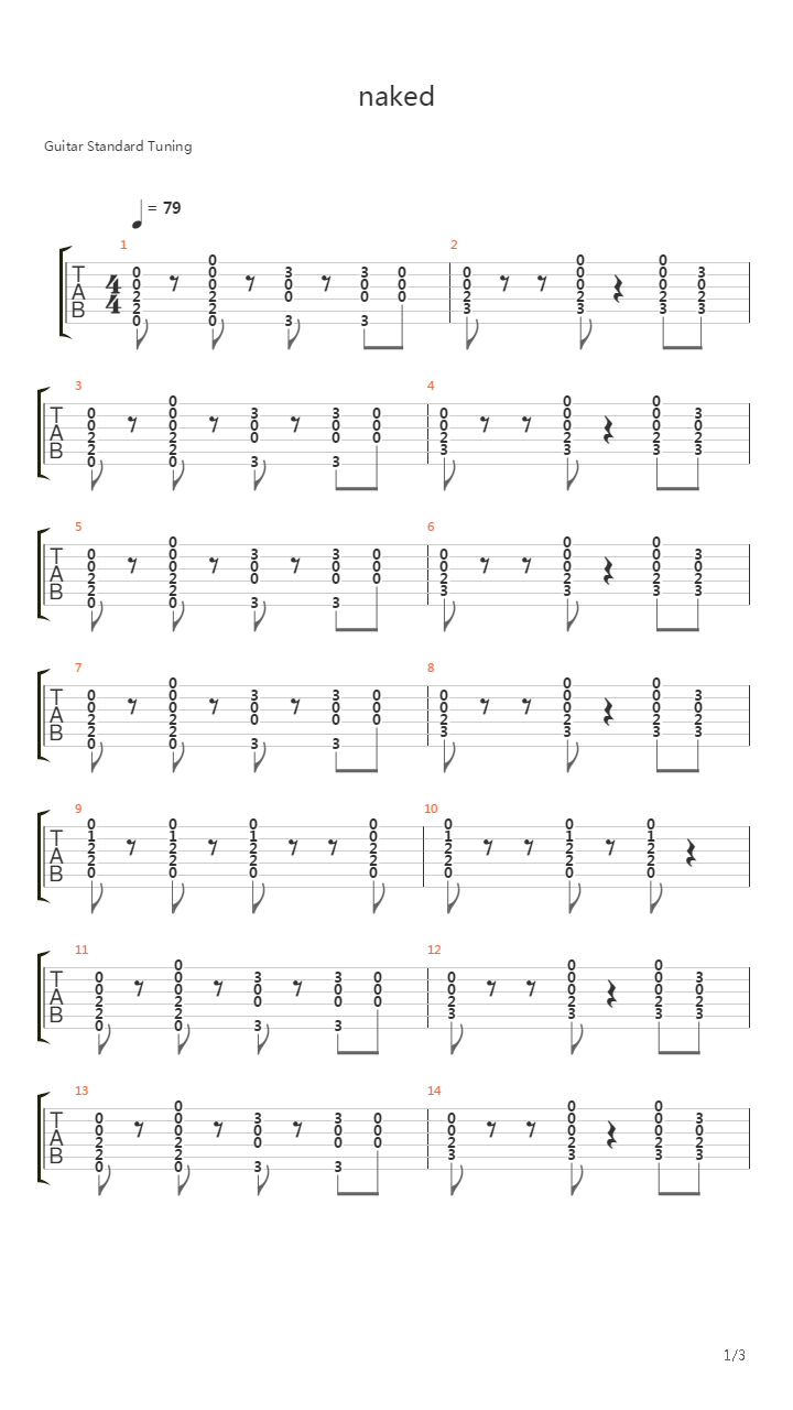 Naked吉他谱
