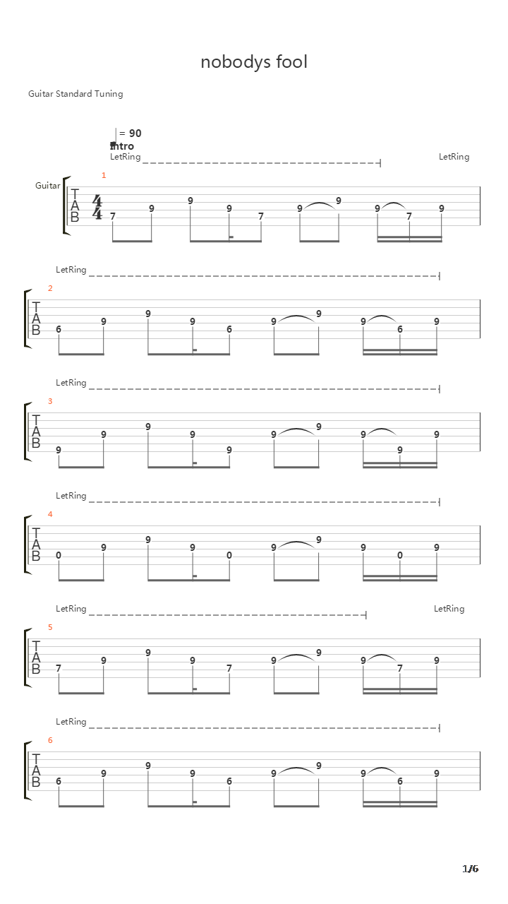 Nobodys Fool吉他谱