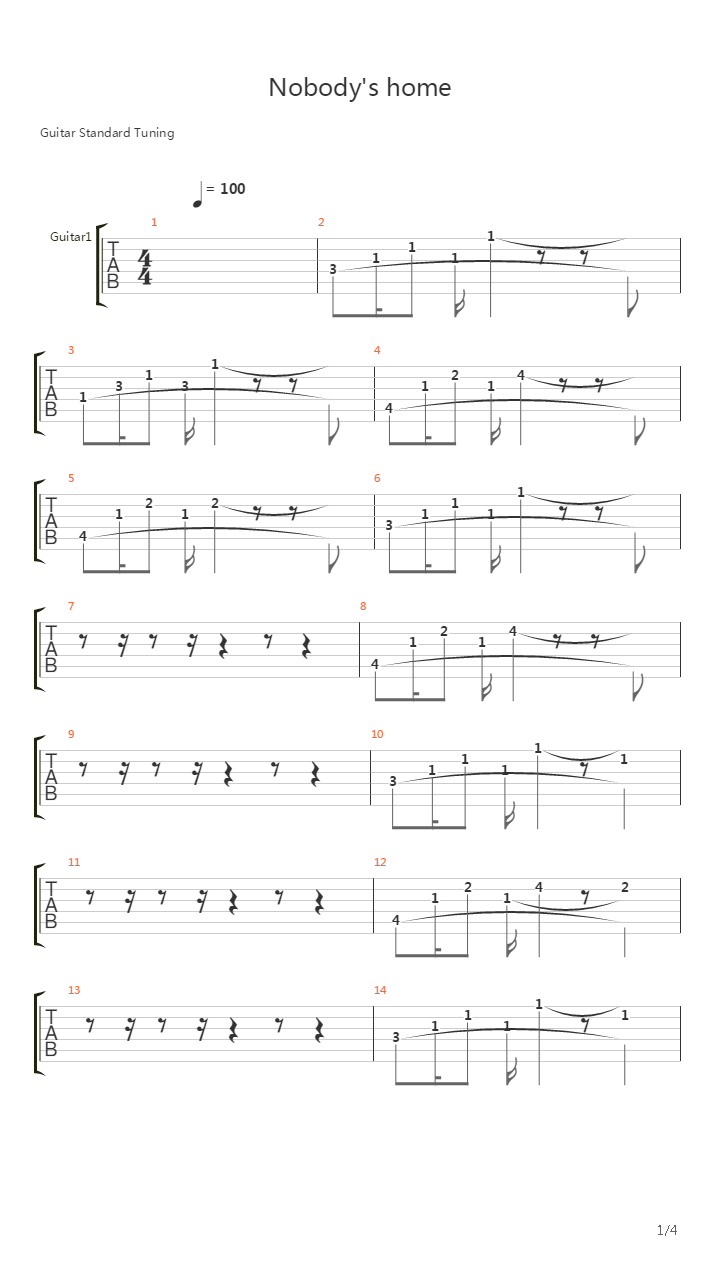 Nobodys Home吉他谱