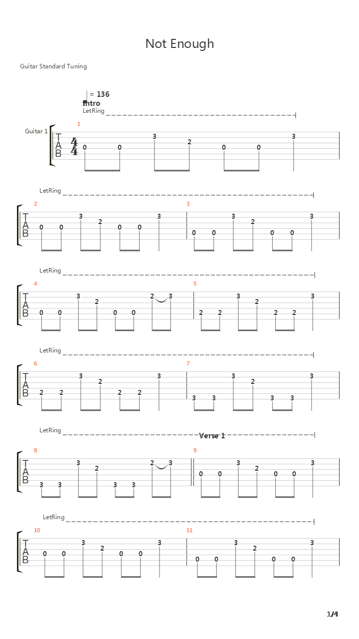 Not Enough吉他谱