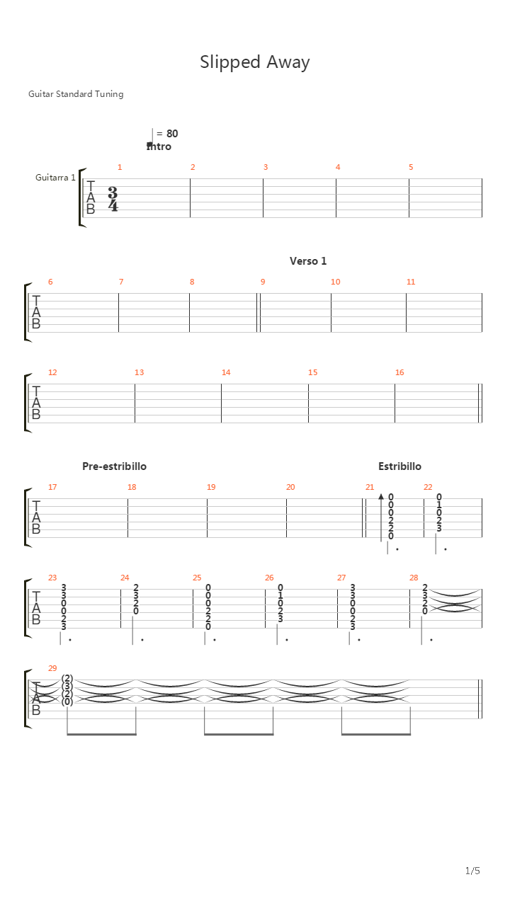Slipped Away吉他谱