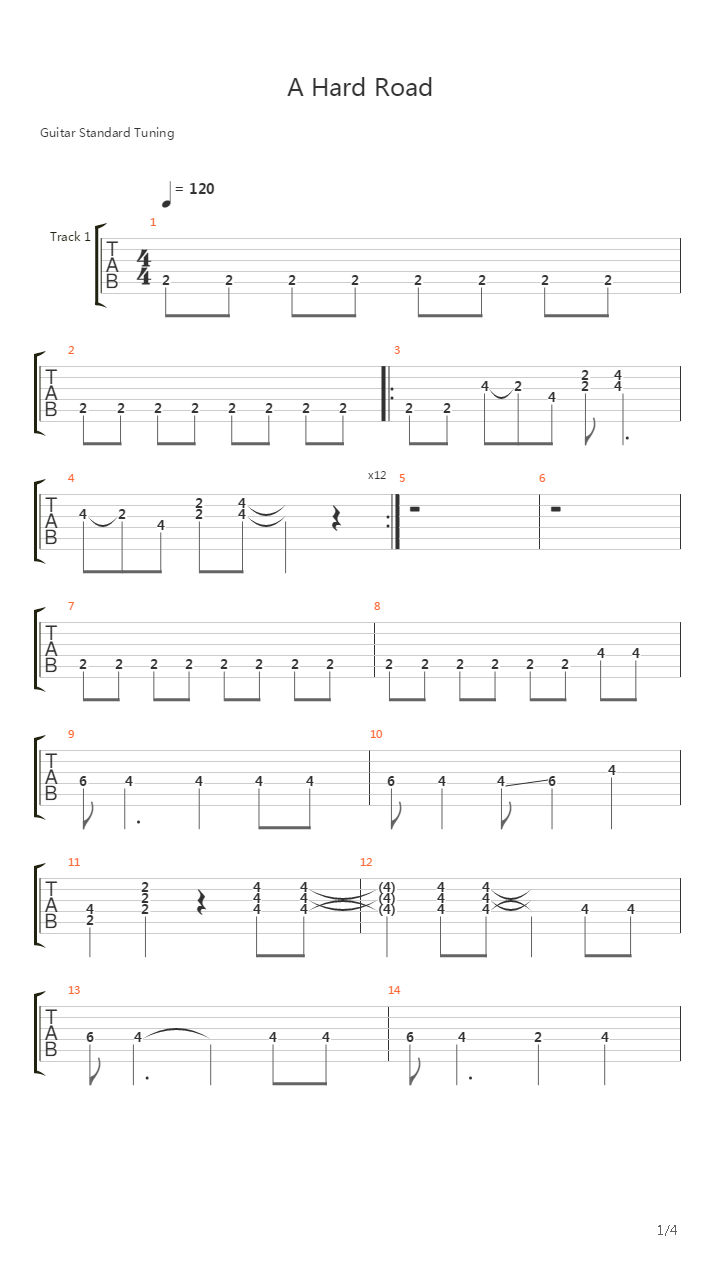 A Hard Road吉他谱