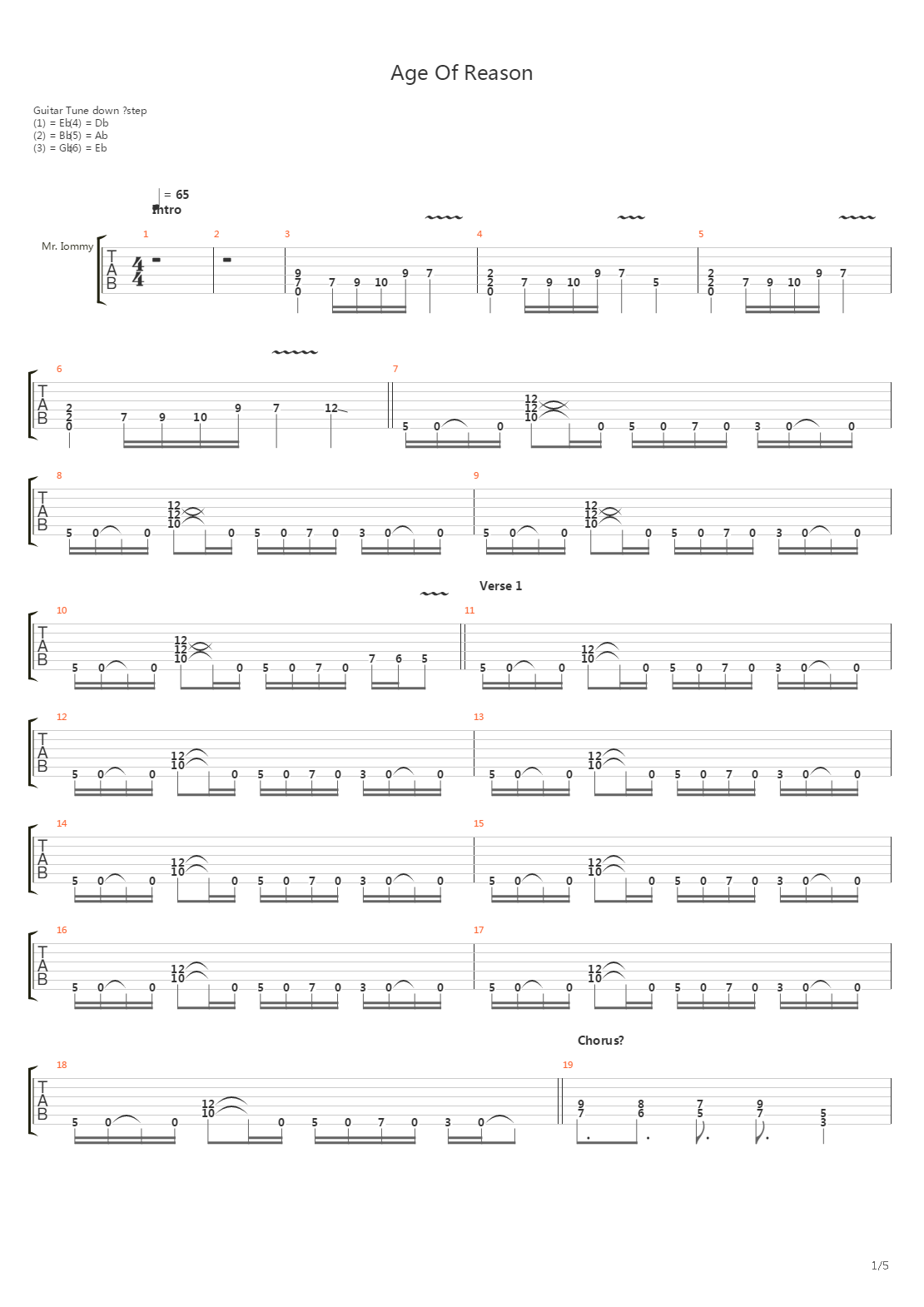 Age Of Reason吉他谱