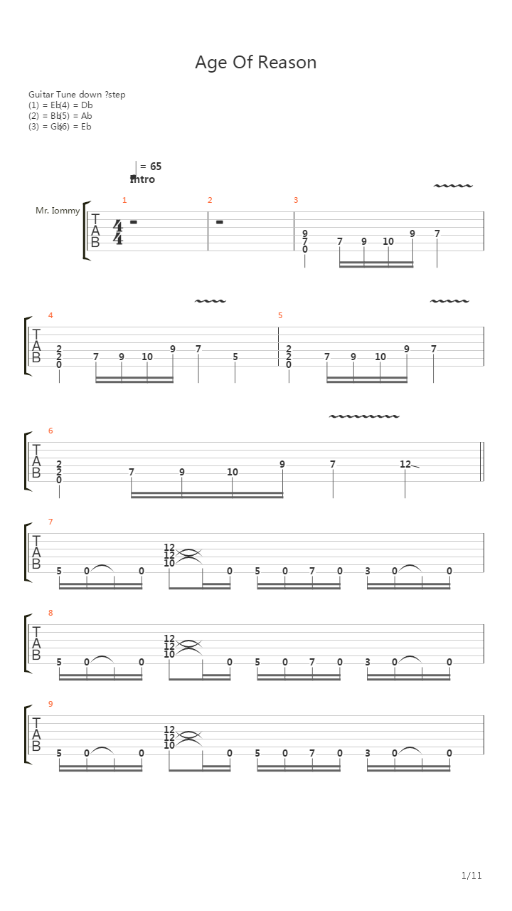 Age Of Reason吉他谱