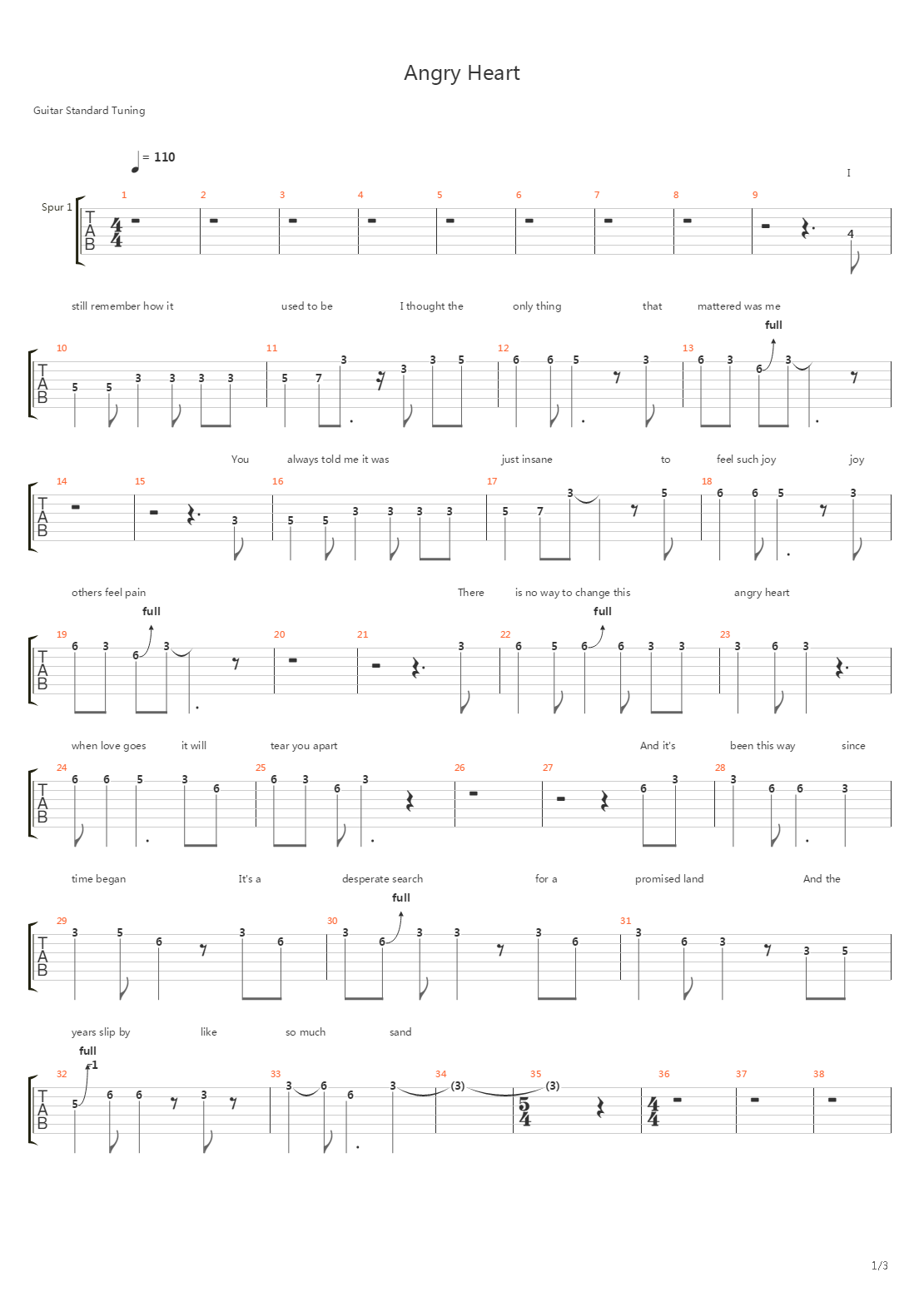 Angry Heart吉他谱