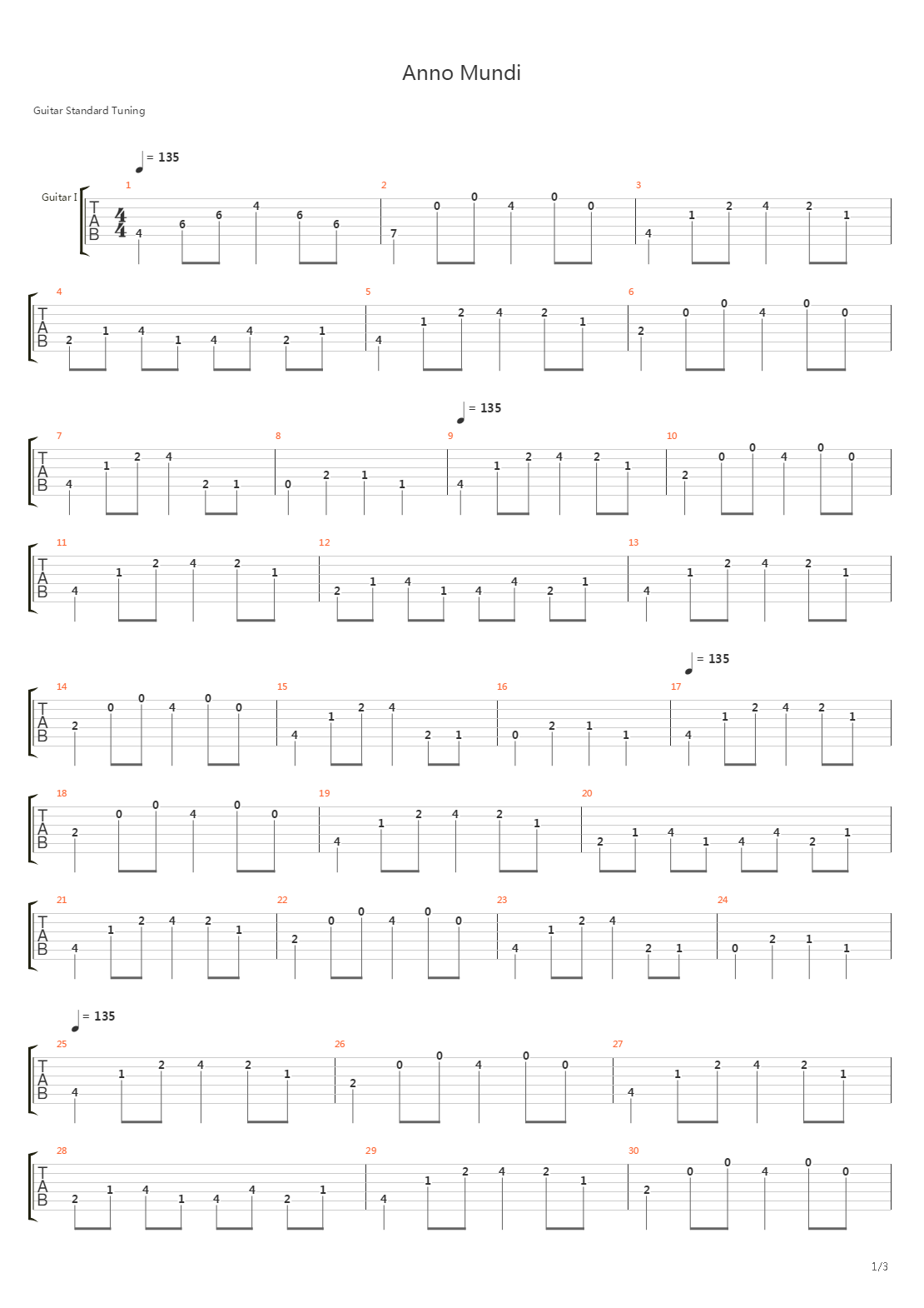 Anno Mundi吉他谱