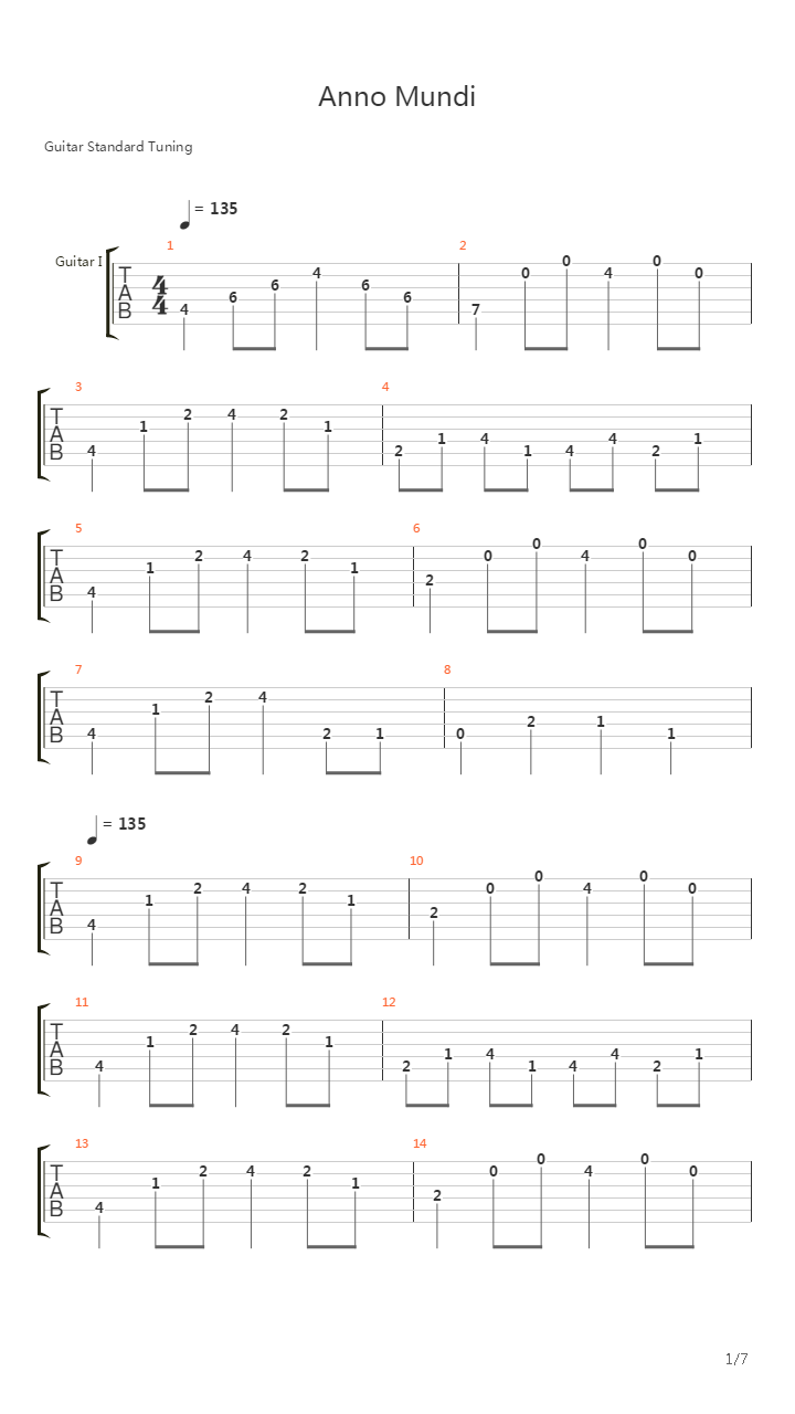 Anno Mundi吉他谱