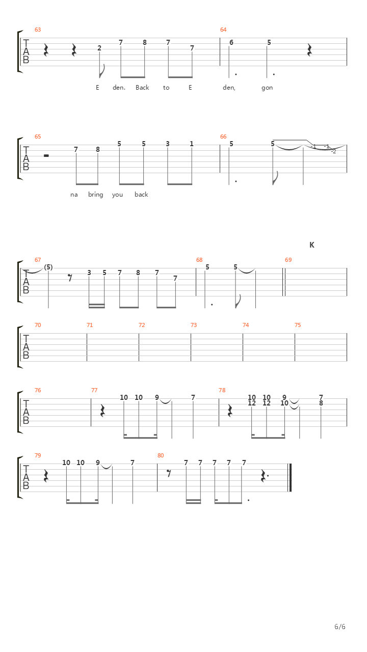 Back To Eden吉他谱